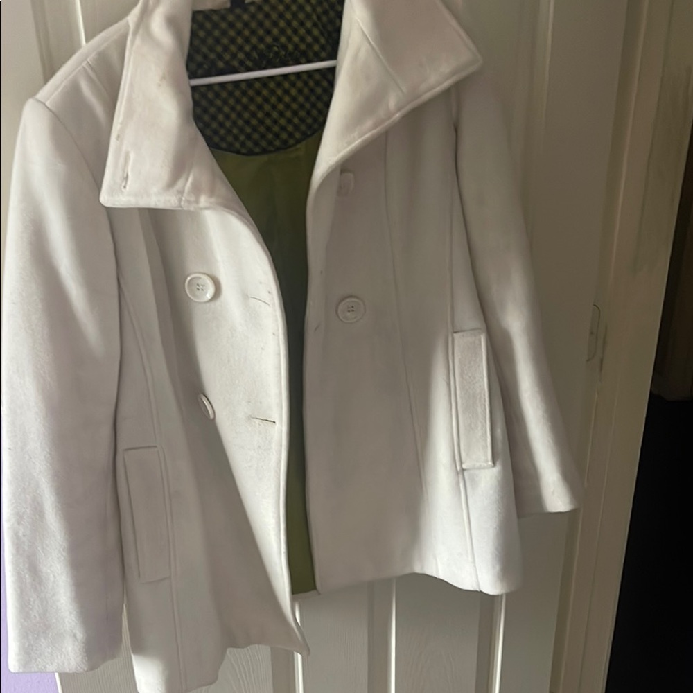 Steve Madden White Double Breasted Peacoat Women's Tailored Winter Coat